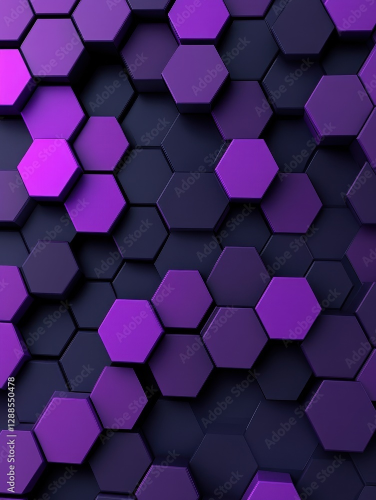 Aufkleber geometric hexagon pattern in purple and dark blue. abstract design with depth and dimension