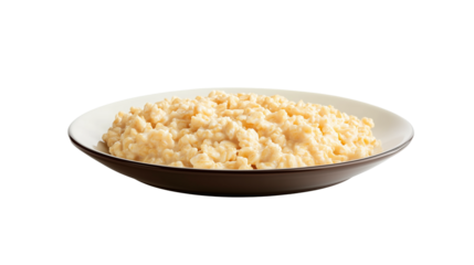 morning oatmeal in a bowl with additives on a transparent background 