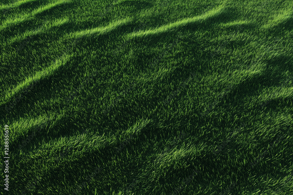Poster abstract green waves of grass: an artistic display of vibrant green grass with undulating wave-like 
