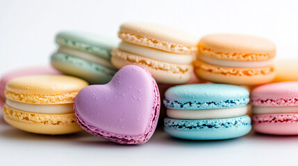 Obraz premium heart shaped macarons dessert 