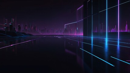 Neon Cityscape at Night Reflecting in Wet Streets