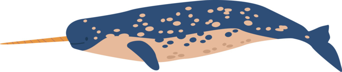 Cartoon narwhal arctic underwater animal © Pavlo Syvak