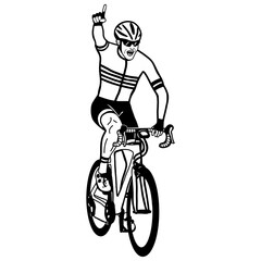 Cyclist road bike finish line