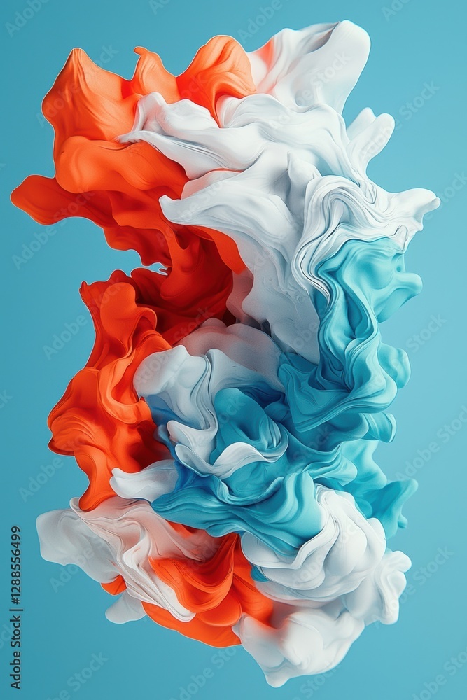 Poster generative ai with red, white, blue colors creating a dynamic flow.