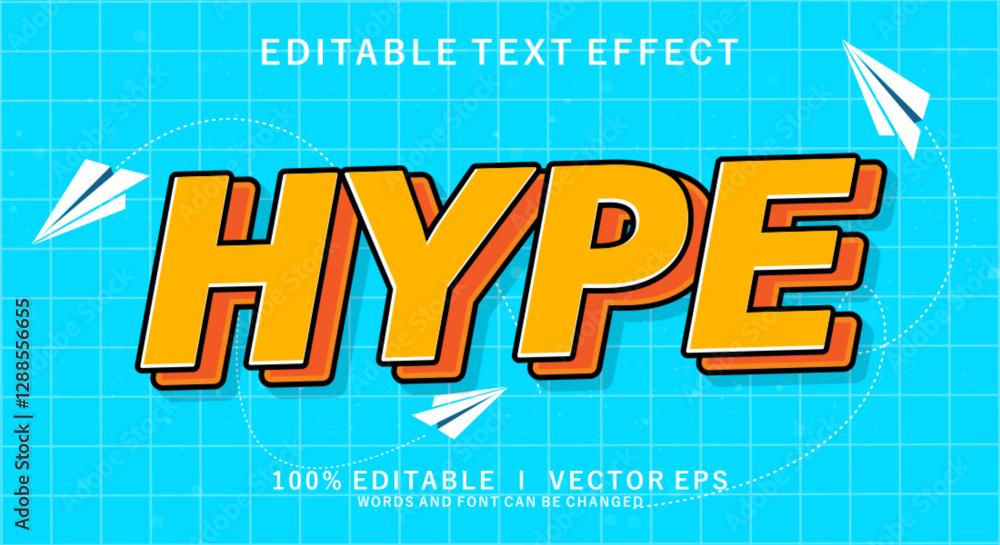 Poster hype vector text effect with modern style design