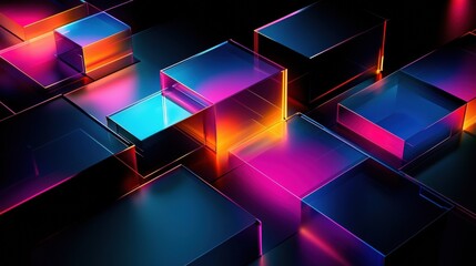 Generative AI geometric shapes in vibrant colors create a stunning abstract that captivates the viewer.