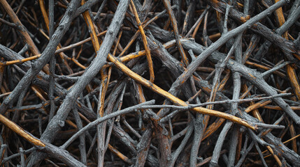 Dense Arrangement of Pine Branches Captured in a Macro View Exhibiting Intricate Textures and Patterns