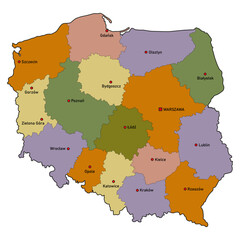 Map of poland and the voivodship © MWB Project