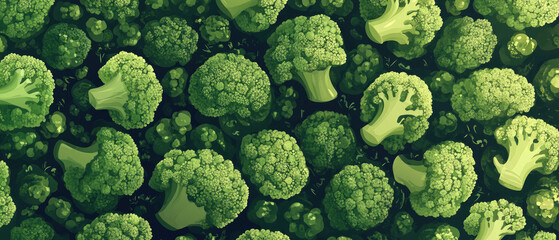 Vibrant Pattern Featuring of Broccoli Rich Green Hues and Textures