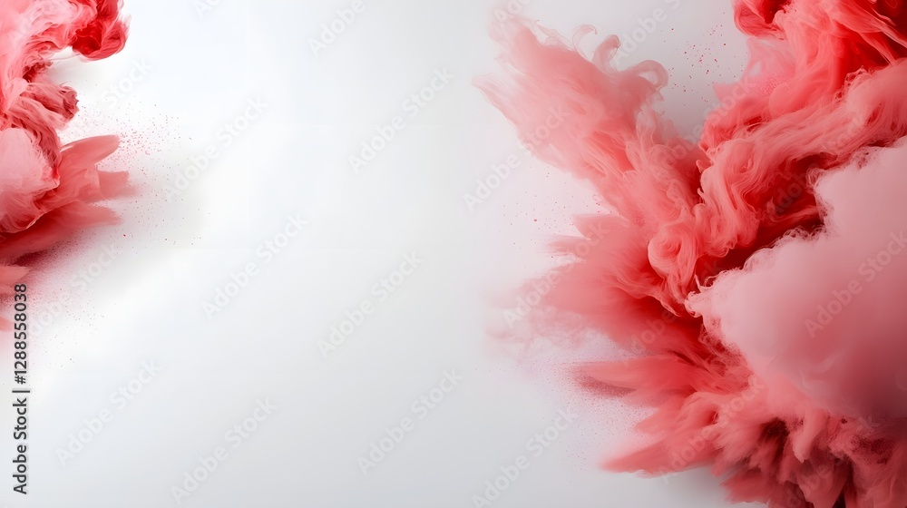 Poster delicate and ethereal pink brush strokes flowing gracefully from the edges creating a serene and cal