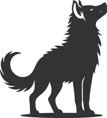 A hyena with its tail raised high, confident vector animal silhouette