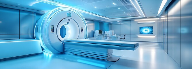 A high-tech MRI scanner inside a modern medical center