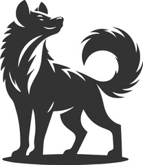 A hyena with its tail raised high, confident vector animal silhouette