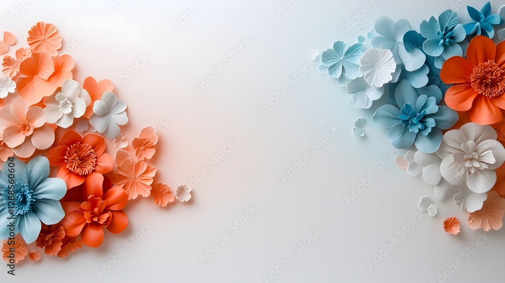 Poster delicate floral lace patterns forming elegant borders on the sides with a pastel gradient center cre