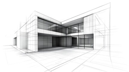 Modern futuristic building design in creative sketch high resolution picture