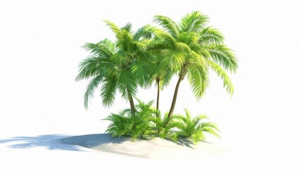 Fototapeta premium Bright cartoonish coconut palm tree with lush green fronds swaying gently in the warm breeze.