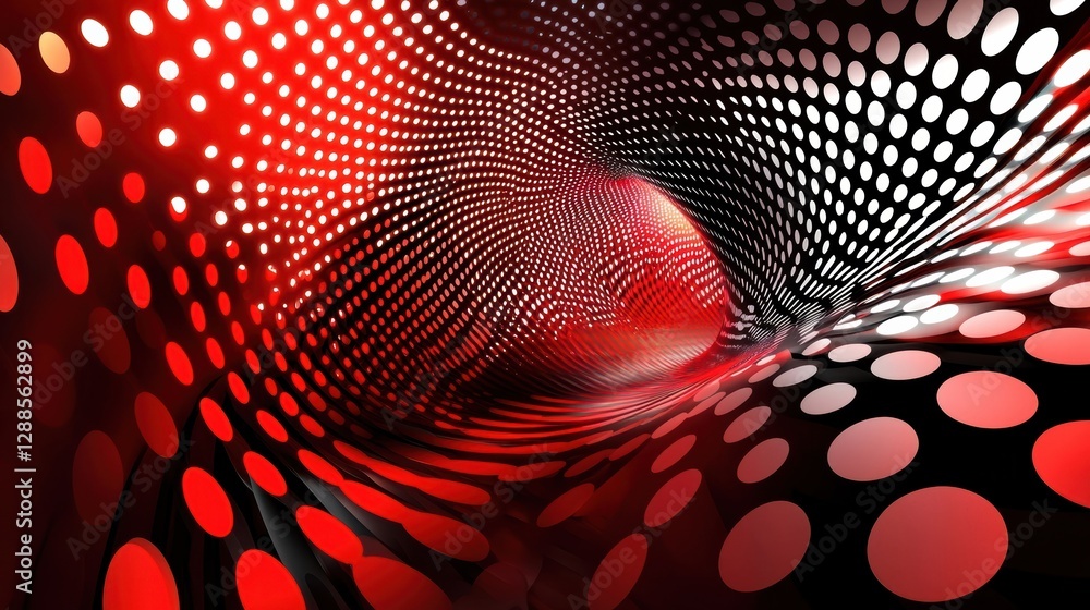 Poster dark red pop art background with circular patterns creating depth.