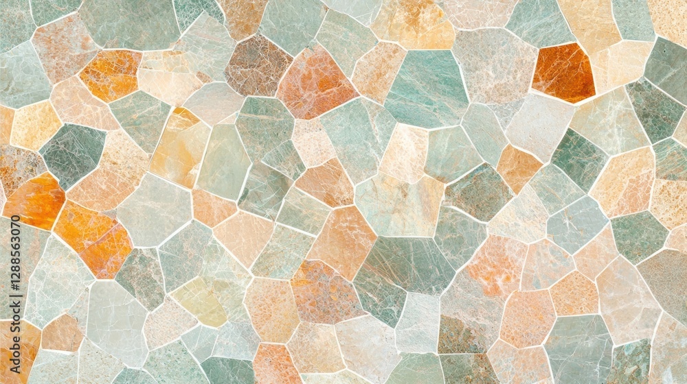 Poster abstract mosaic stone wall floor texture in earthy tones with a unique layout, perfect for adding ch