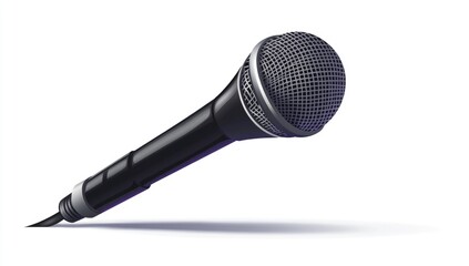Black microphone on white background