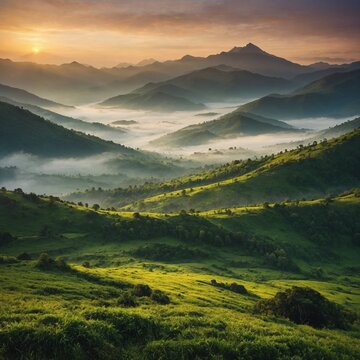 sunset in the mountains