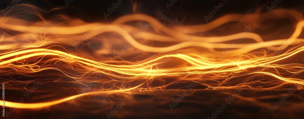 Poster a mesmerizing display of flowing light waves, resembling vibrant energy patterns against a dark back