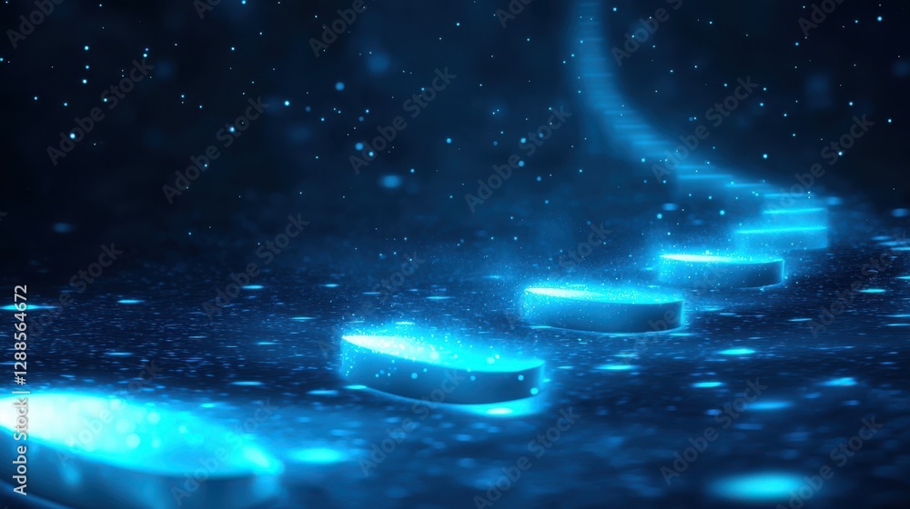 Poster a glowing path of blue light appears against a dark background, creating a mystical and ethereal atm