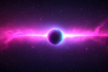 Obraz premium Vibrant bubbles dance in dark space, surrounded by colorful cosmic energy.