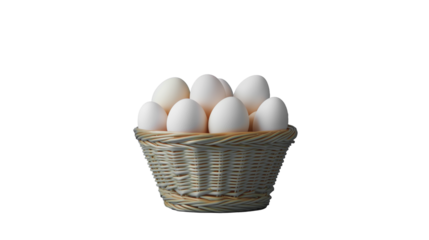 basket with Easter eggs on transparent background