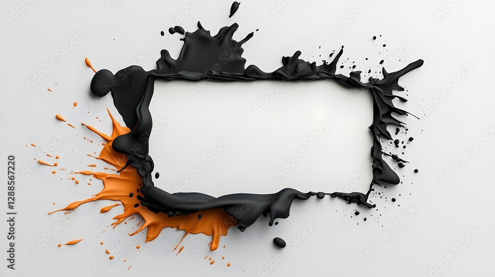 Poster dramatic and bold abstract ink brush stroke frames with a blank textured sumi e inspired backdrop th