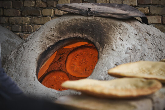 Uzbek non bread baked in a tandoor oven