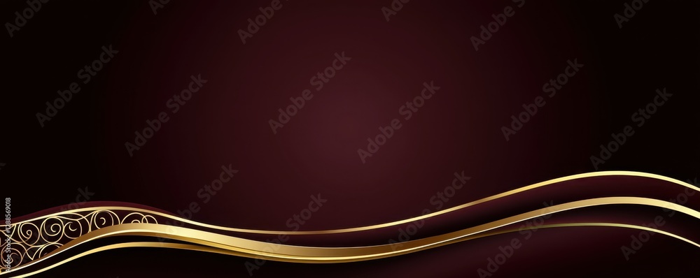 Poster a dark background features elegant golden curves, creating a sophisticated and luxurious design idea