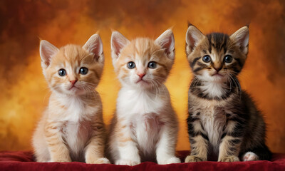 two kittens on a yellow background