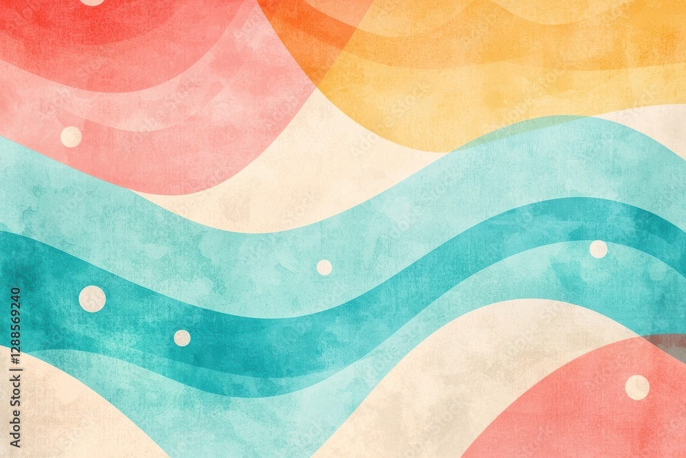 Poster clean minimalist design featuring subtle pastel shapes and waves.