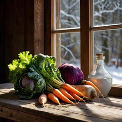 Winter&rsquo;s Bounty: A Rustic Still Life of Seasonal Vegetables