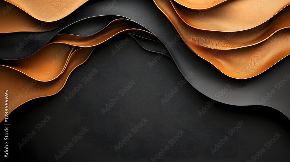 Poster dramatic flowing golden metallic waves against a dark minimalist background creating a luxurious and