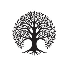 Decorative Tree of Life with Twisting Branches and Roots