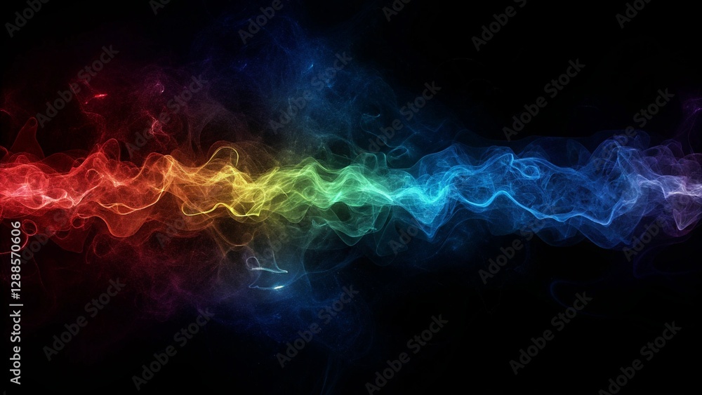 Poster game background visuals of glowing neon waves forming abstract shapes and patterns on black wallpape