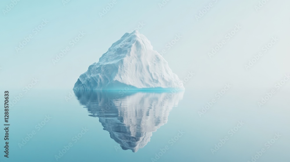 Aufkleber massive iceberg with a snow capped peak floating on calm ocean water, reflecting under a serene blue