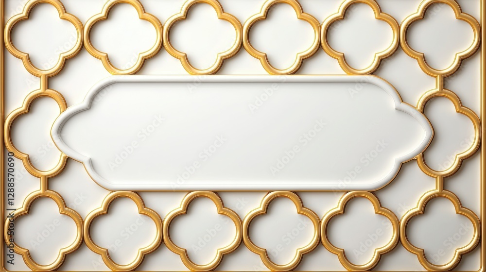 Aufkleber a decorative panel featuring an intricate golden pattern with empty space in the center, suitable fo