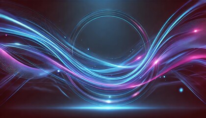 A futuristic neon abstract background with glowing blue and purple