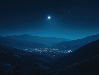 Night's Embrace Serene Mountain Village Under Starlit Sky A Breathtaking View