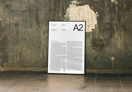 Mockup Of Customizable A2 Poster In Frame Leaning By Wall