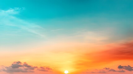 Fototapeta premium Dreamy and Vibrant Sunset Sky Fading into Deep Blue with Smooth Color Gradient Horizon Landscape Serene and Peaceful Nature Scene