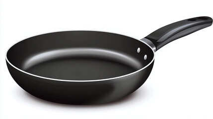 Illustration of a non-stick frying pan, kitchenware, and cooking utensil. Ideal for use in presentations, recipe blogs, culinary education materials.