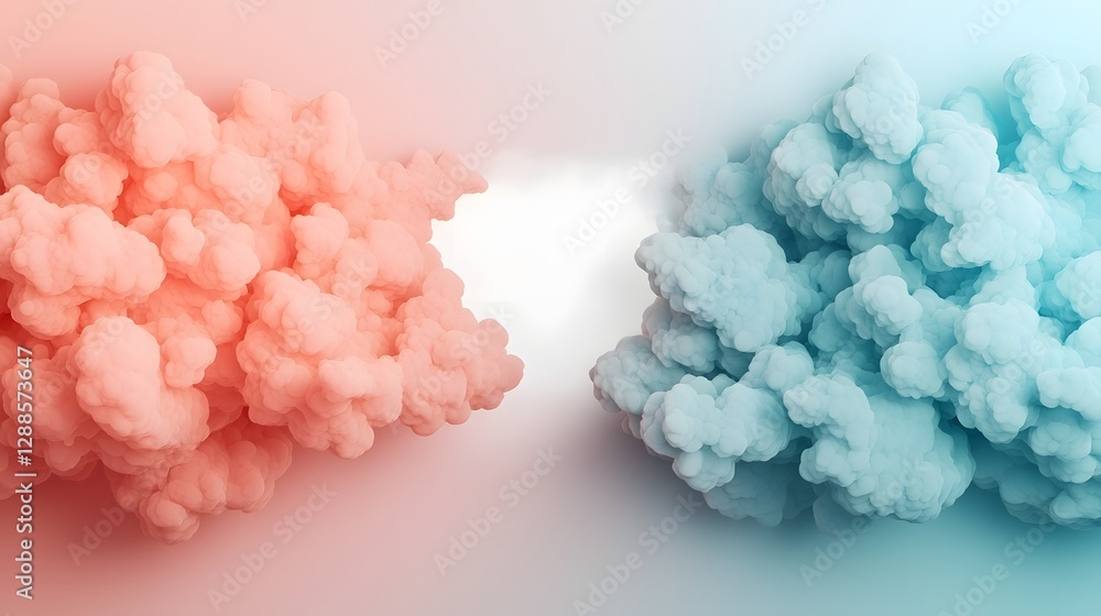 Poster dreamy pastel clouds forming an ethereal gradient with a soft wispy texture and open white center cr