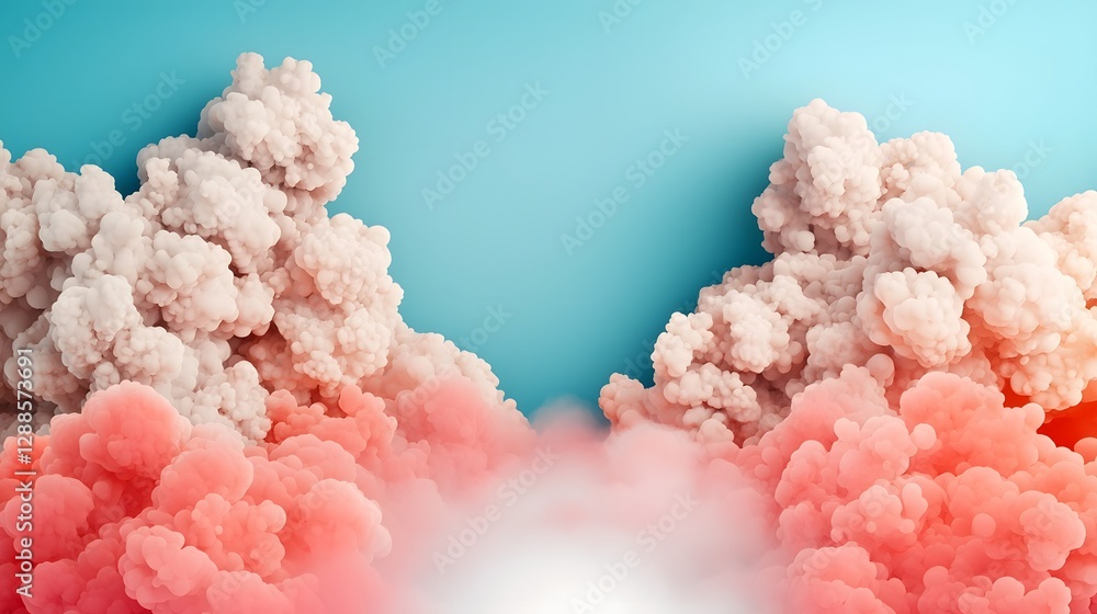 Poster dreamy pastel clouds forming an ethereal gradient with an open white center creating a minimalist vi