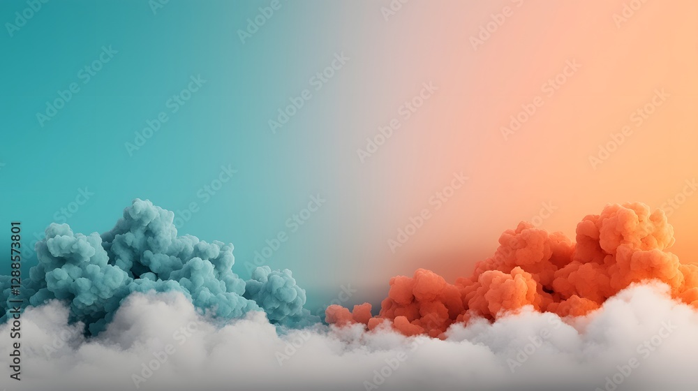 Poster dreamy pastel clouds forming an ethereal gradient with an open white center creating a serene and pe