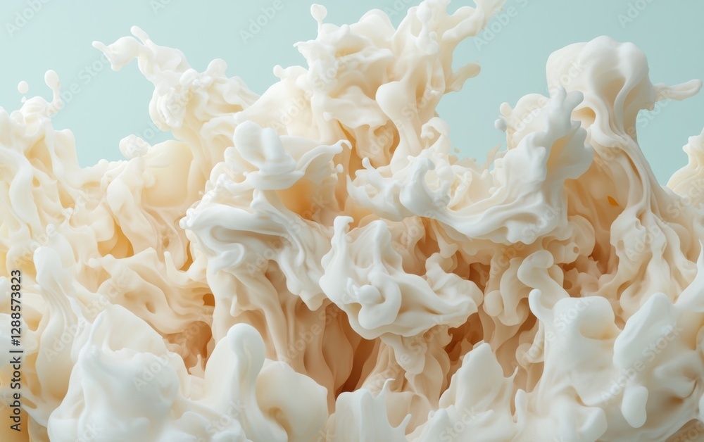 Poster fluid abstract background featuring soft cream waves and swirls.