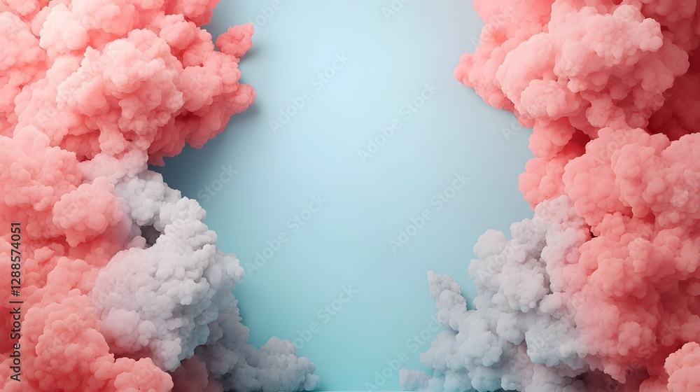 Poster dreamy pastel colored clouds forming an ethereal gradient with a soft open white center this serene 