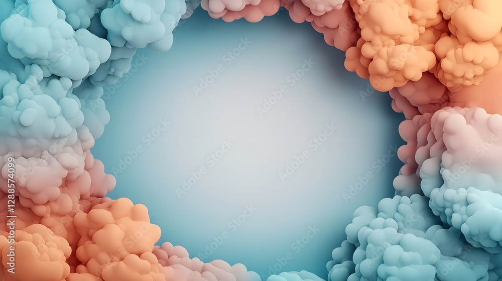 Poster dreamy pastel colored clouds forming an ethereal gradient with an open white center creating a seren